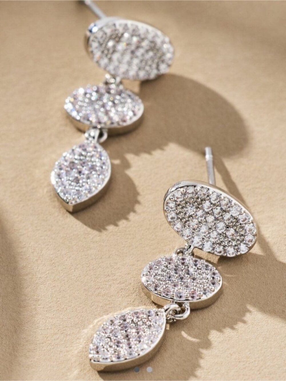 New! Anthropologie 14K Gold Plated Silver Crystal CZ Drop Earrings NWOT
